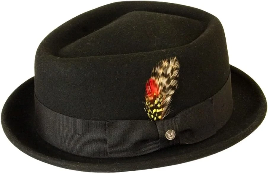 Parier et Gunn 'La Nouvelle-Orléans' Black Diamond Top Porkpie Chapeau, Vintage Style Ska Bloc