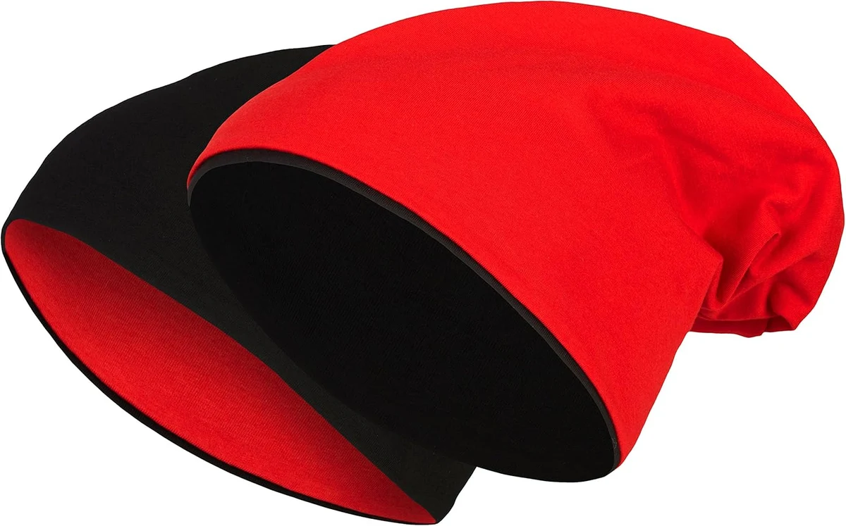Balinco Casquette réversible 2 en 1 - Reversible Slouch Long Beanie Jersey Coton élastique Unisexe Hommes Femmes Casquette Heather en 24 Couleurs différentes (8)