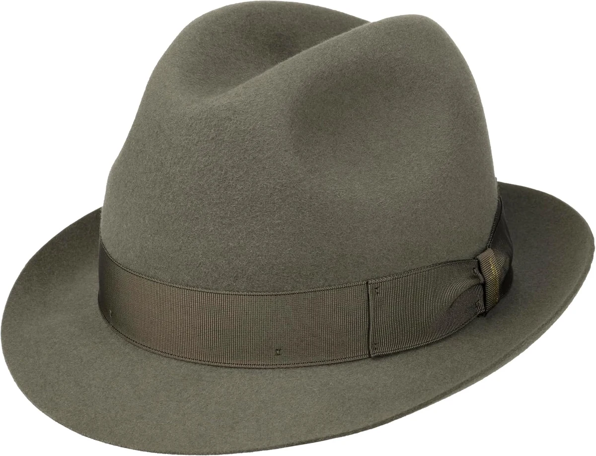Borsalino Chapeau Feutre de Poil Marengo Trilby Femme/Homme - Made in Italy pour Homme avec Ruban Gros Grain Printemps-ete Hiver