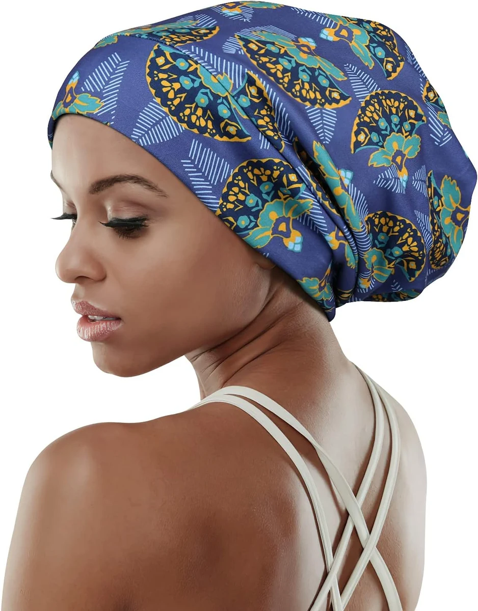 FocusCare Bonnet de Couchage réglable, Cheveux bouclés pour Femmes Extra Larges doublés de Satin Disponibles Jour et Nuit