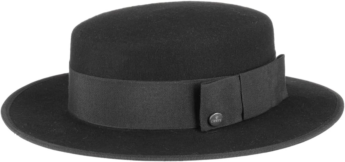 Lierys Chapeau Canotier en Feutre Femme/Homme - Made in Italy Laine de avec Ruban Gros Grain, Passepoil Automne Ete Printemps Hiver Printemps-ete
