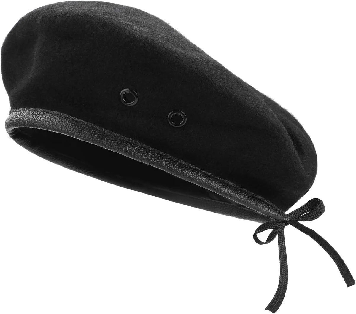Bérets de Laine, bérets de Style Militaire pour Femmes, avec Garniture en Cuir, Ajustables, Taille Unique