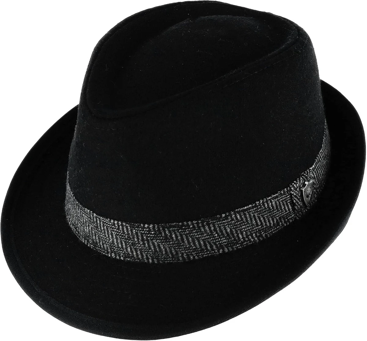 Fedora - Bord de 5,1 cm - Mélange de laine classique avec bande à chevrons - Pour homme