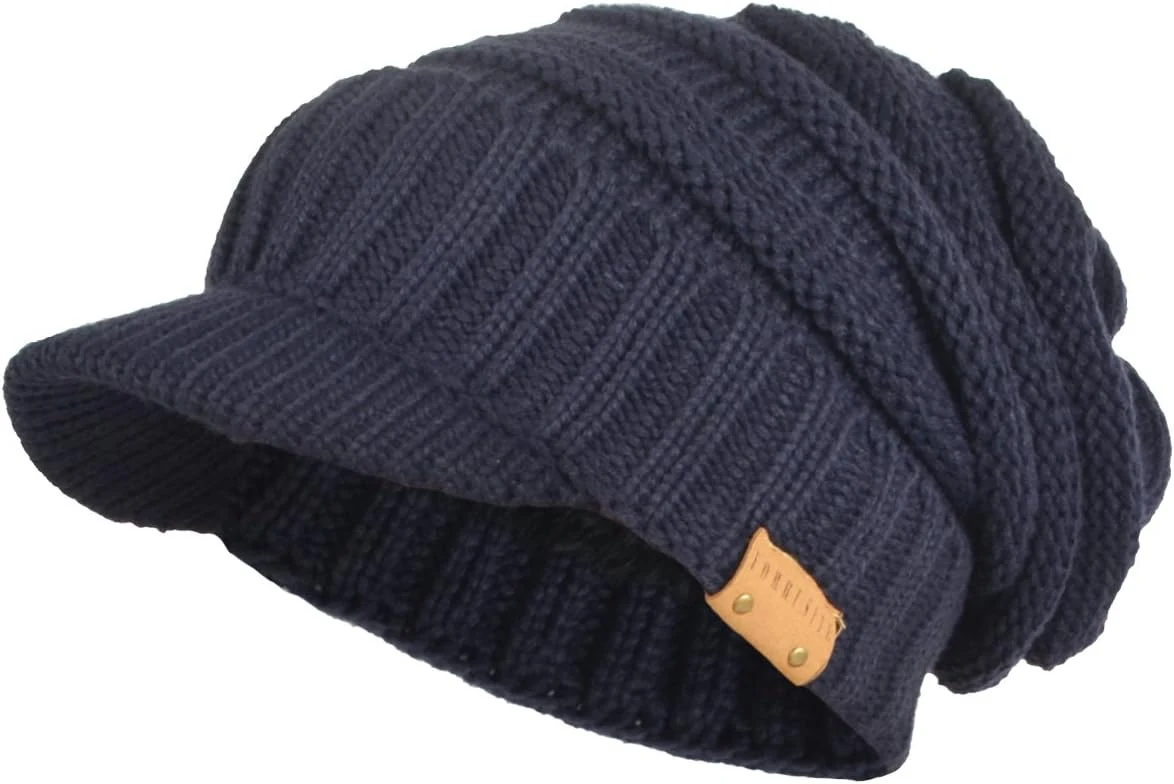VECRY Homme Femme Bonnet Épais Toison Doublé Tricoter Chapeaux Bonnets Visière