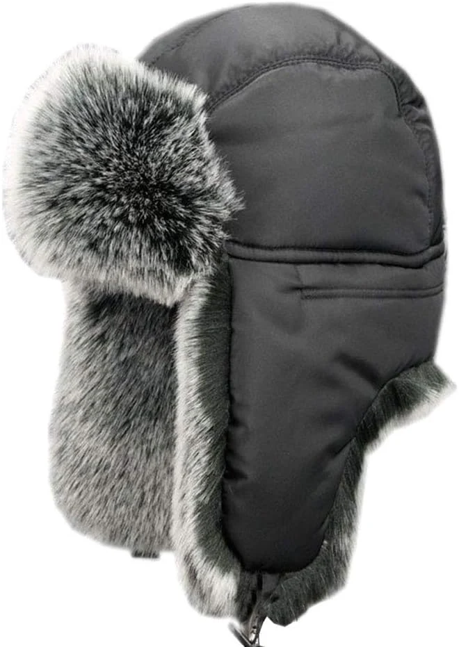 Insun Unisex Chapka Bordure en Fourrure Chapeau de Trappeur d'hiver Anti Vent Aviateur Casquette