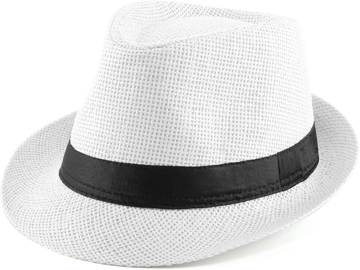 Chapeau Fedora unisexe Trilby Chapeau de paille d'été Panama Chapeau de soleil