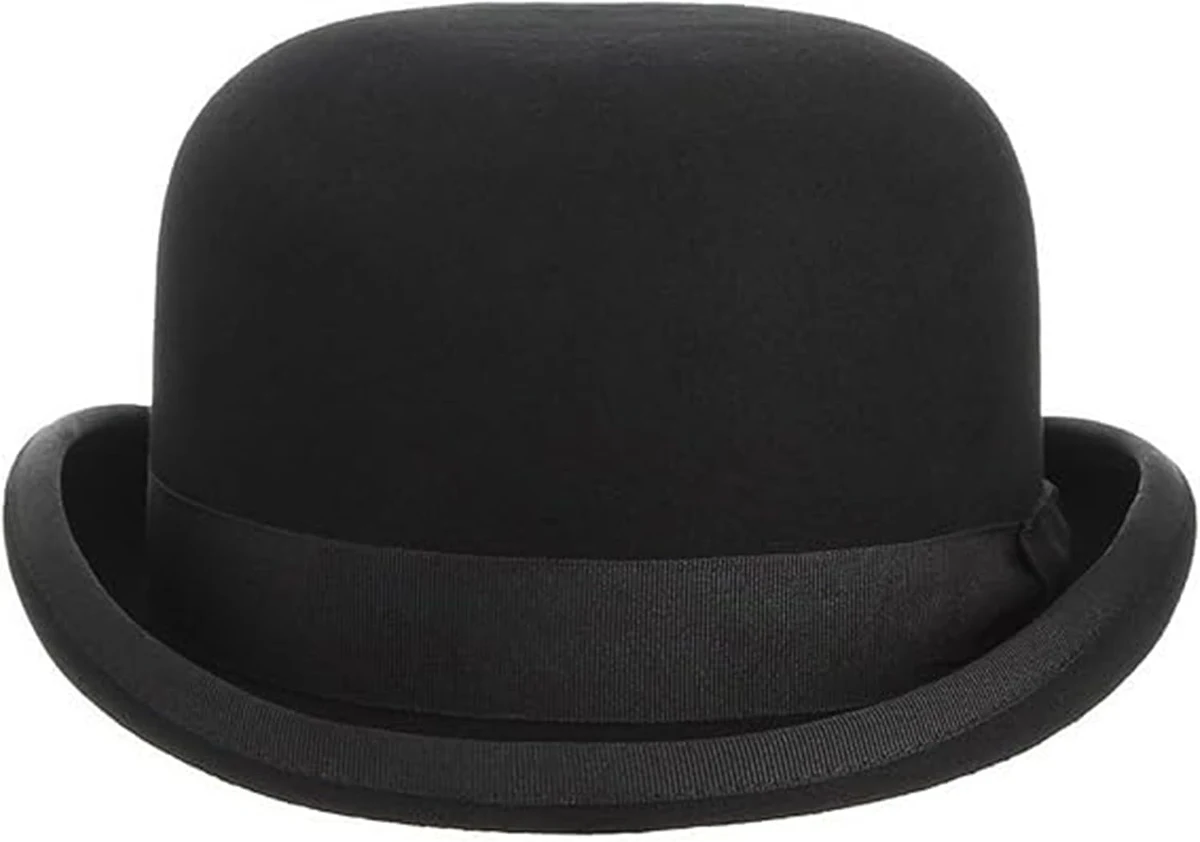 GEMVIE Chapeau Derby Noir en 100% Laine, Chapeau Melon pour Hommes et Femmes, Costumes Vintage