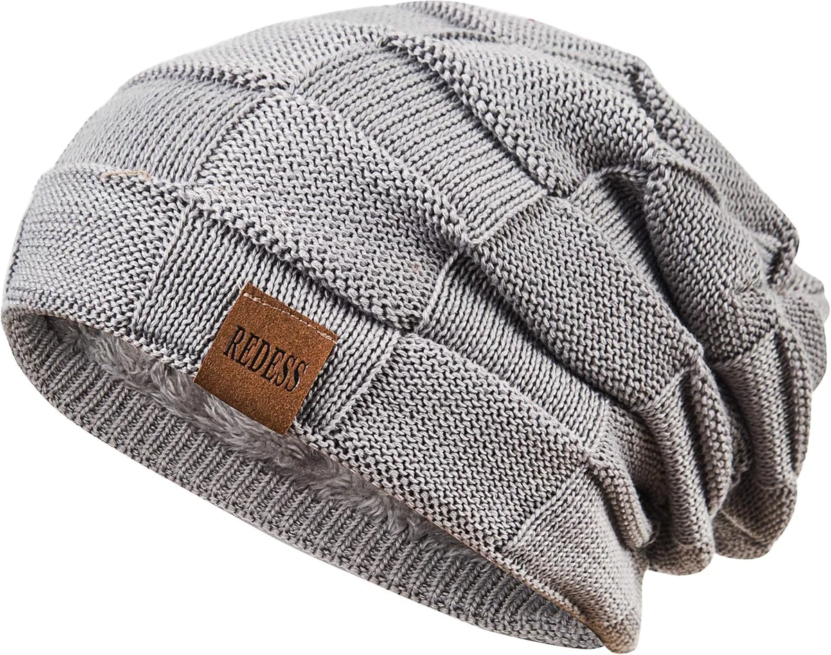 REDESS Bonnet pour Homme et Femme Chapeaux d'hiver Chauds Bonnet de crâne tricoté épais