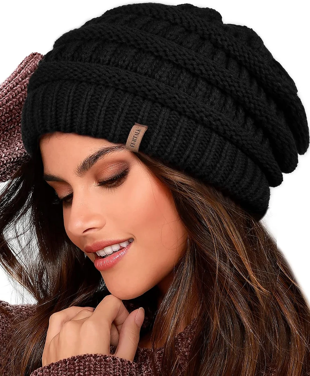 FURTALK Bonnet en Tricot pour Femme Ligne Polaire Casquette de Ski Chapeau d'hiver Ample pour Femme