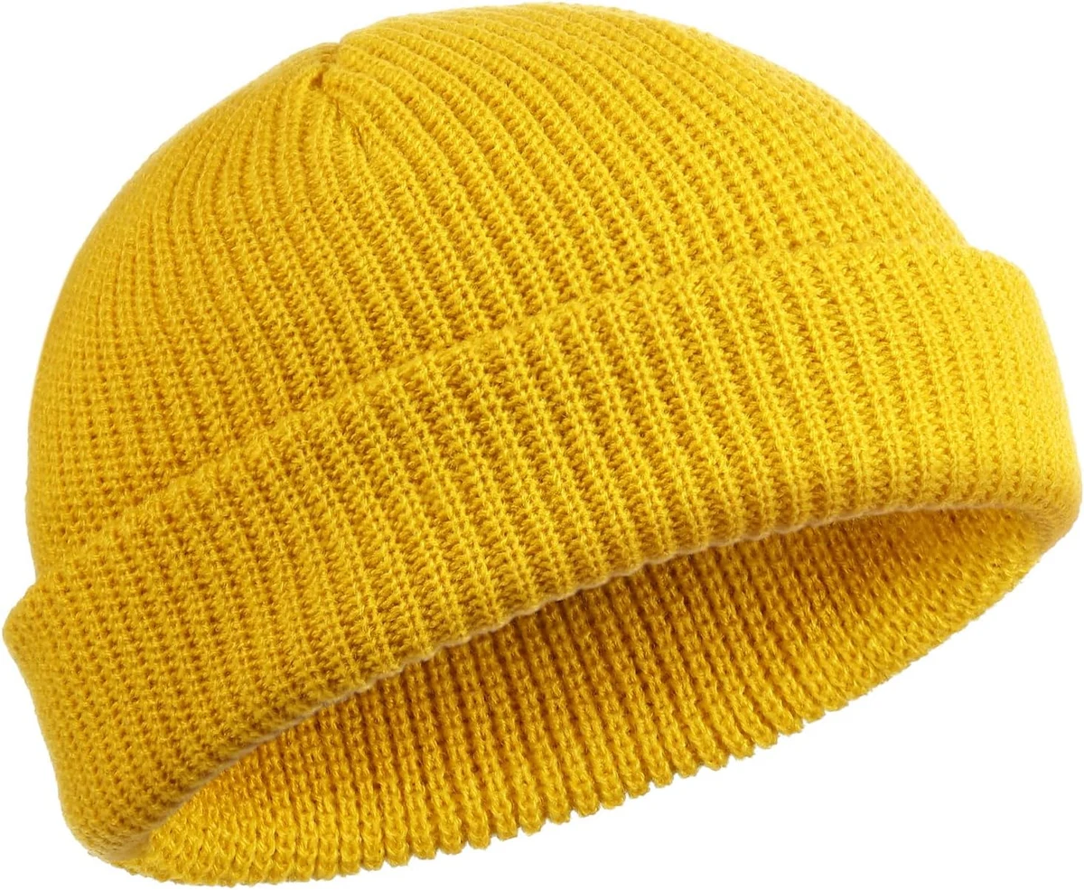 SATINIOR Bonnet de Trawler Watch Cap Chapeau de Crâne à Revers Bonnet Unisexe d’Hiver de Pêcheur (Jaune),Taille unique