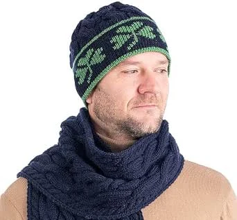 SAOL - 100 % laine mérinos - Bonnet irlandais en tricot torsadé - Bonnet pour homme