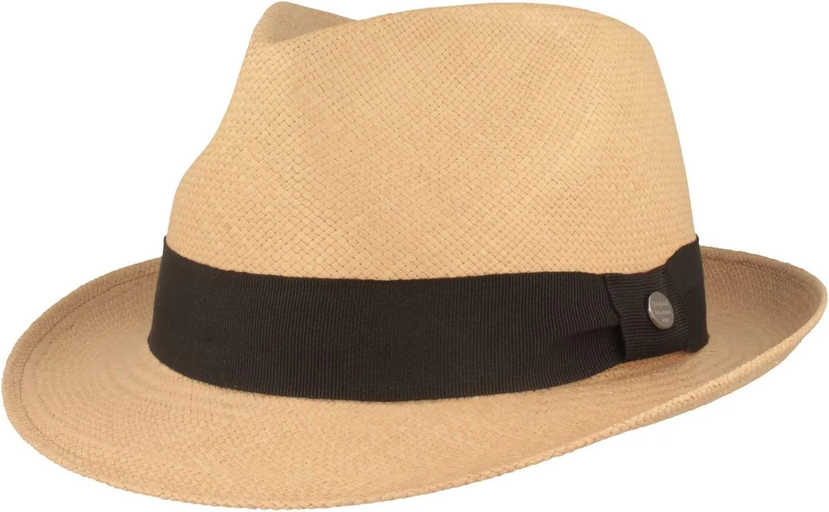Breiter Chapeau Panama en Paille Original Tressé à la Main en Equateur Chapeau d'été Trilby Protection UV - 100% Paille - Chapeau de Soleil Anti-UV - Anti-Casse