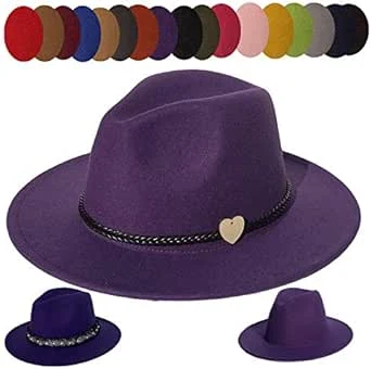 Femme Homme Chapeau de Jazz Protection de Soleil | Casquette Fedora Feutre Laine Cérémonie Mariage