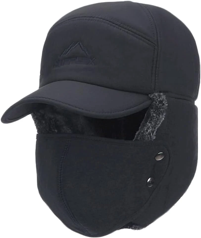 Unisex Chapka Chapeau de Trappeur d'hiver Anti Vent Aviateur Casquette Hiver Chapka Ear Flap Trappeur Bomber Casquettes Bonnets Chapeaux Oreillette Bonnet Chaud pour Ski Patinage Moto Randonnée Vélo