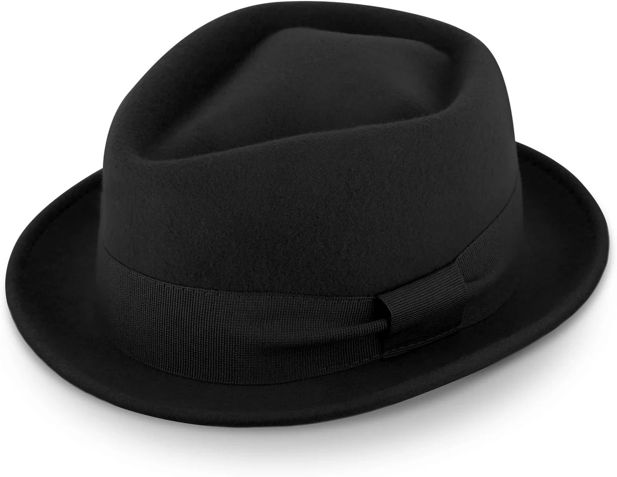 fiebig Medlock Porkpie Diamond | Chapeau en Feutre 100% Laine avec Ruban Grosgrain | Pork-Pie Confortable et léger fabriqué en Italie