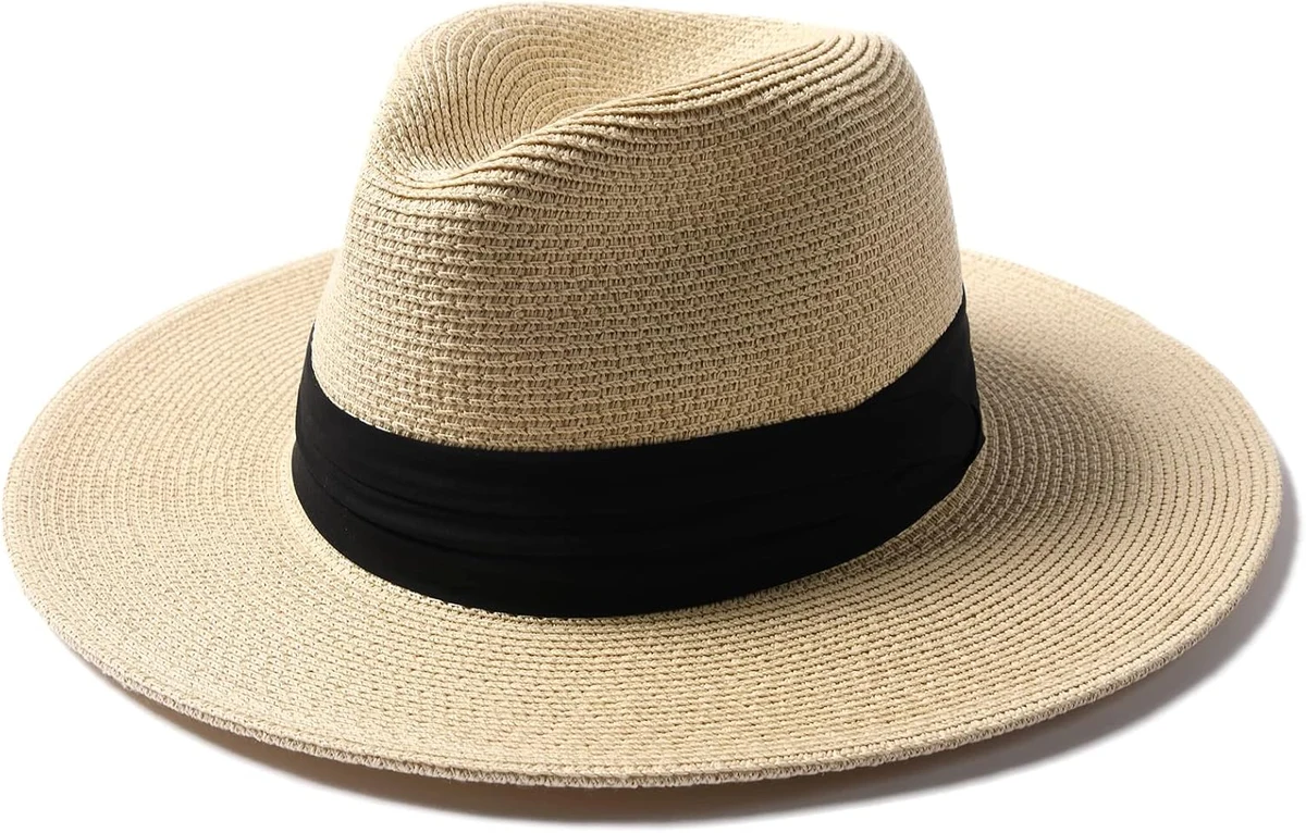 FURTALK Panama Unisexe Chapeau de Paille à Larges Bords Chapeau de Soleil pour Hommes et Femmes Chapeau de Paille Ajustable