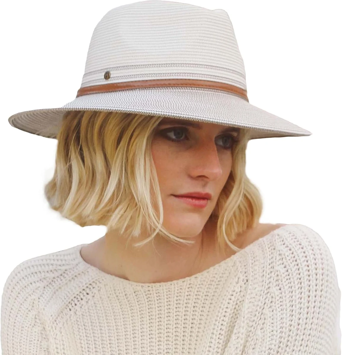 Bella Fedora Chapeau UPF 50 Femme Chapeau d'été Pliable pour Femme Anti UV M/58cm Taille Régable