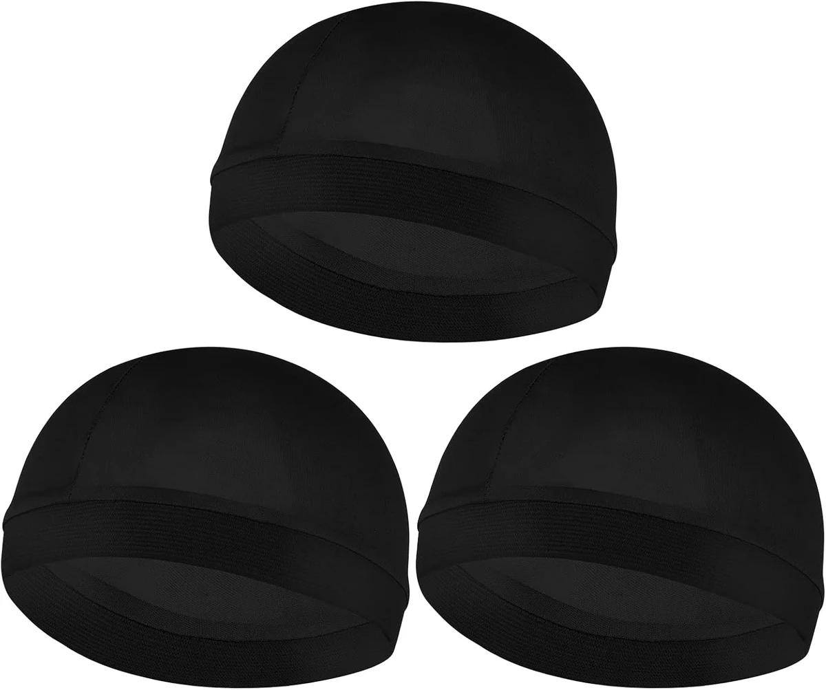 Sibba Lot de 3 Bonnets Ondulés Avec Bande Élastique - Large Sangle, Sensation Soyeuse, Unisexe - Bonnets de Tête de Mort Doux et Respirants - Accessoires de Bain