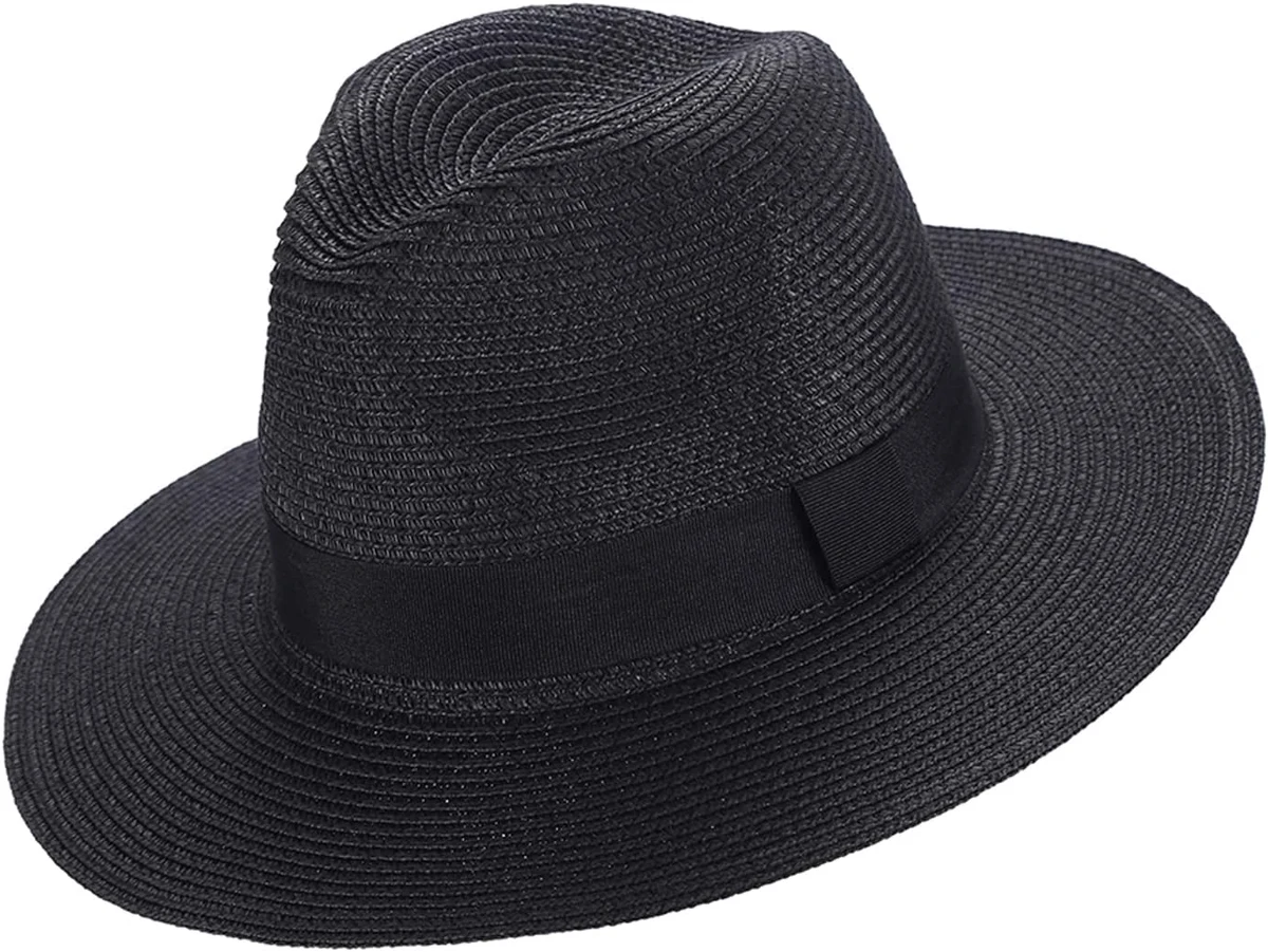 Eight Space Chapeau de Soleil Panama, Chapeaux d'été Large Bord Respirant Occasionnel pour Voyage Plage Beach Femme Homme Unisexe Adulte