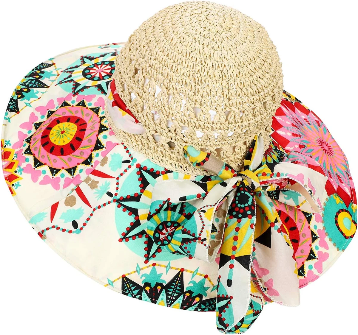 LONTG Femme Chapeau de Paille Pliable Chapeau de Soleil Plage Large Bord UPF 50+ Chapeau de Panama Élégant Chic Capeline D'été Anti UV Casquette à Visière Fibre Fraîche Respirant pour Voyage Vacances