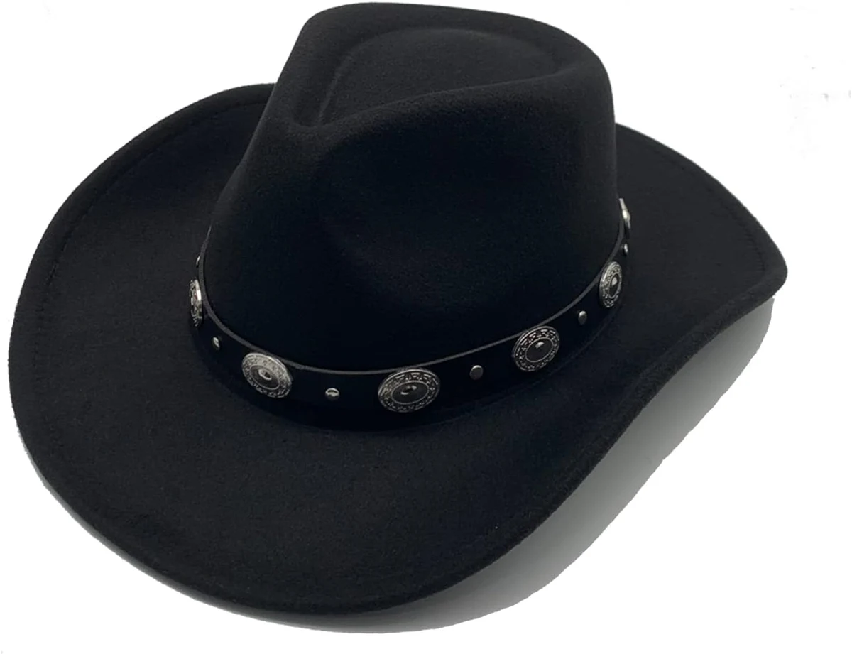 Willheoy Chapeau de Cowboy Femme Chapeau Western Homme Jazz Noir