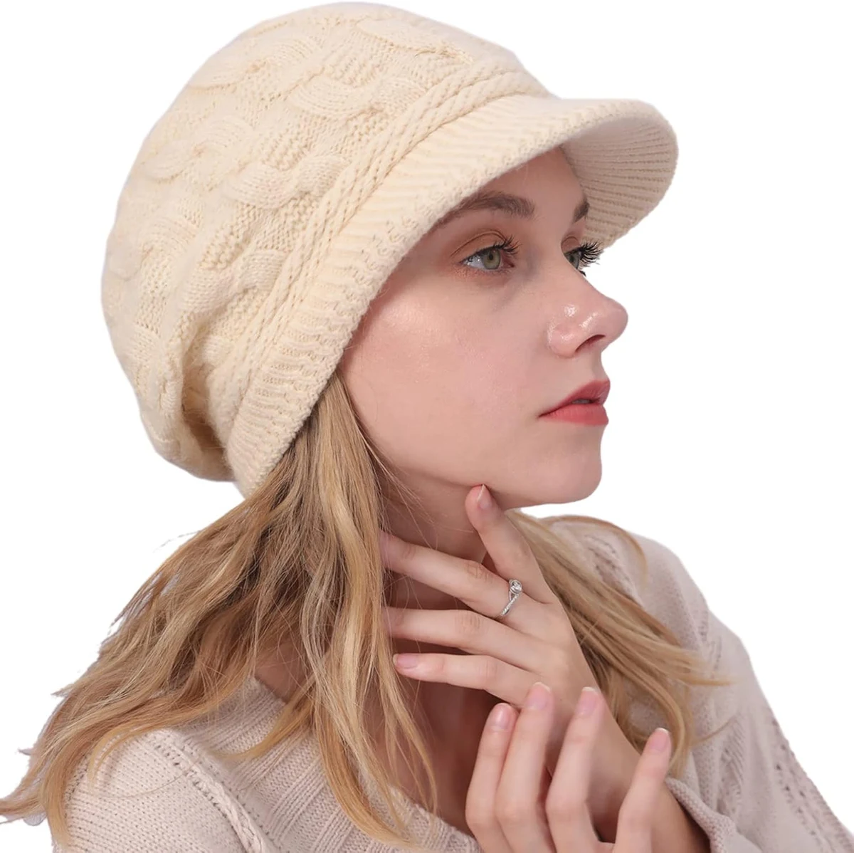 Casquette Femme Hiver Béret Chapeau d'hiver Bonnet Tricoté Chaud | Casquettes Visières Bonnets Femme Hiver Chapeaux Tricotés Cap Chaud Beanie Caps Baggy Crochet Ski