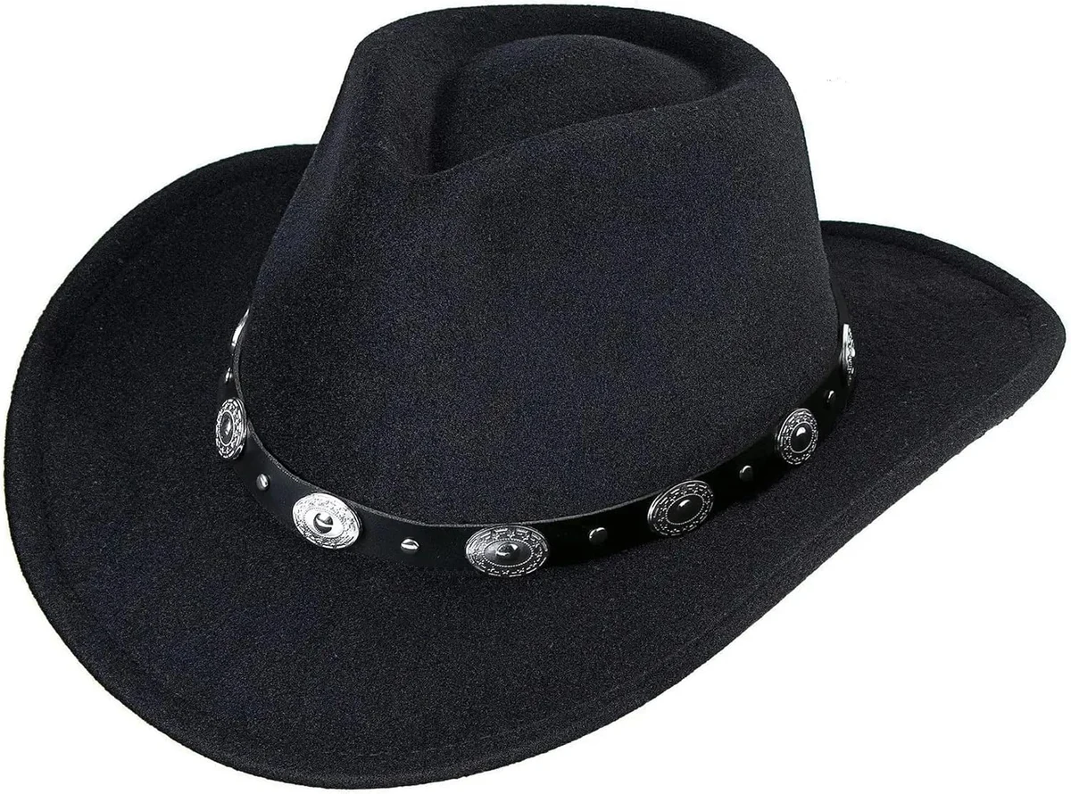 INOGIH Chapeau Fedora de cowboy à bord large, unisexe, pour l'extérieur (taille M)