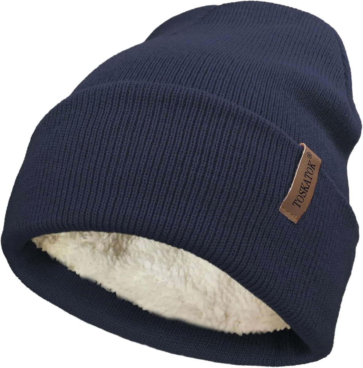 TOSKATOK Bonnet en Tricot d'hiver Doux et Chaud Unisexe pour Femme et Homme avec Doublure en Polaire Thermique Douce - Taille Unique