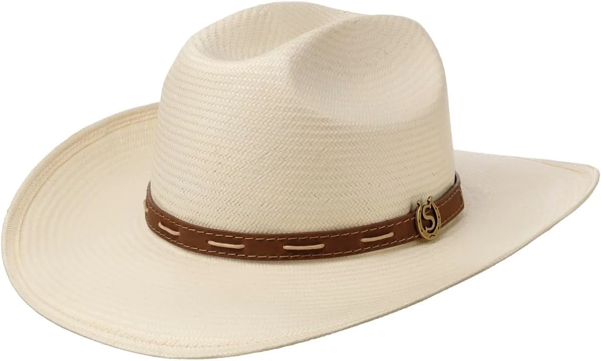 Stetson Edcouch Chapeau Western Paille Toyo Bande en Cuir Homme Printemps Ete