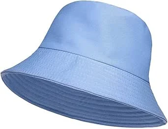 Unisex Bucket Hat Reversible Mens, Womens Cotton Fisherman Hats for Hunting, Camping, Hiking, Travelling, Fishing, Football Summer Sun Hat Plain Colours Size 56-58cm