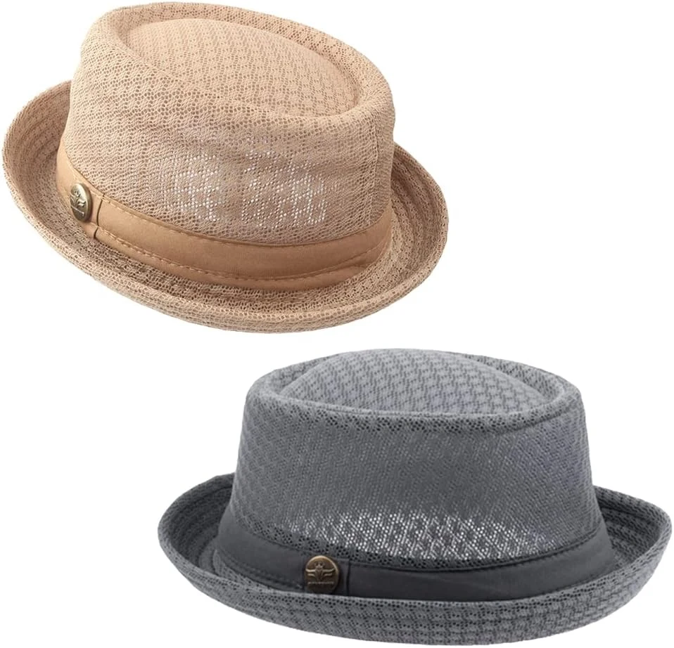 ZffXH Pork Pie Herren Hut, Nylon Maille Respirante Chapeaux Melon D'été pour Homme, Chapeau De Plage D'été Breaking Bad Fedora pour La Plage, Les Fêtes, La Plage, Les Fêtes