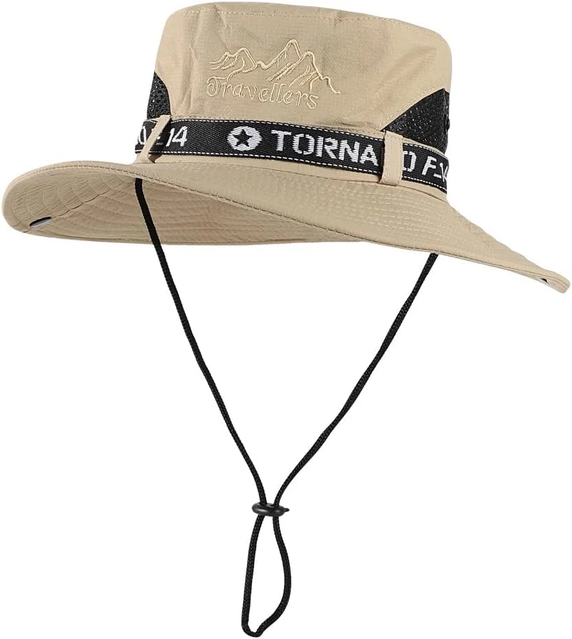 Chapeau de Seau Hommes Soleil Bob Pliable à Large Bord Extérieur Étanche de Voyage Safari Unisexe 55-60cm