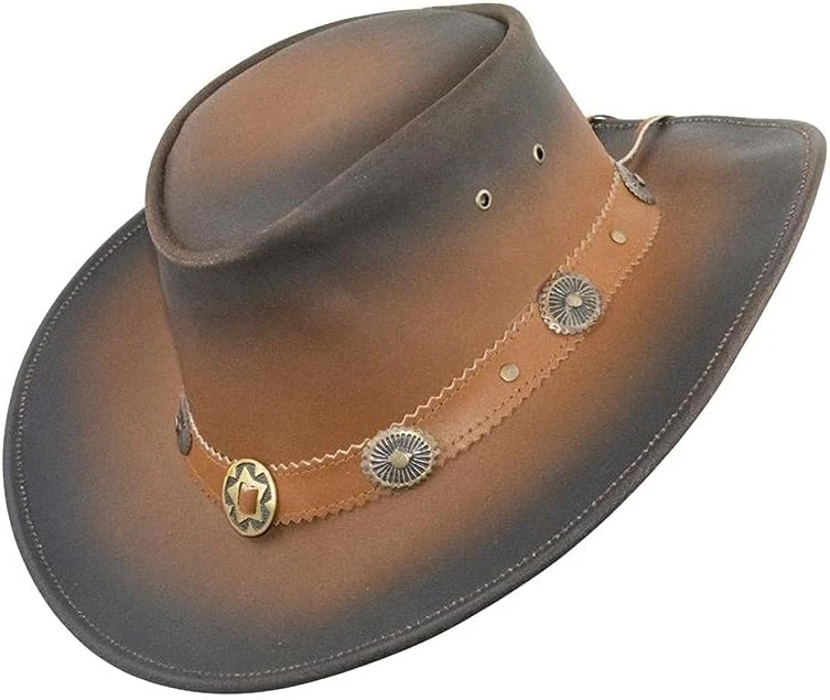 Black Jungle - Reedley Chapeau Chapeau en Cuir Chapeau Western Chapeau de Cow-Boy Chapeau Australien