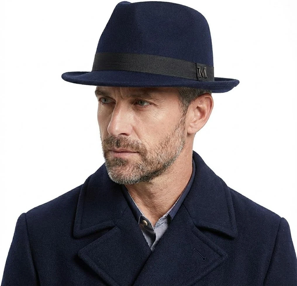 FREEBIRD99 Chapeau Fedora Panama 100 % feutre de laine à bord court pour homme et femme
