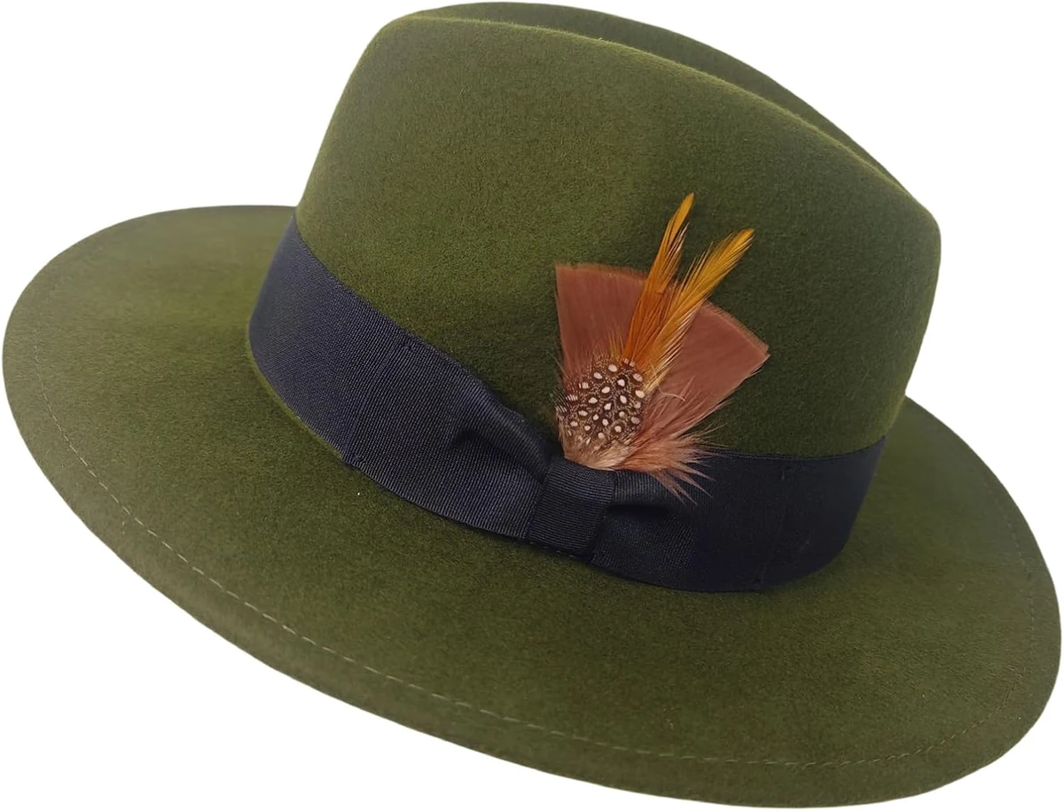 HEYANN Fedora Chapeau pour homme et femme en feutre de laine avec large bord Chapeau Fedora Chapeau Derby Casquette Jazz Gentleman Chapeau Trilby Caps Panama Chapeau Jazz Chapeaux