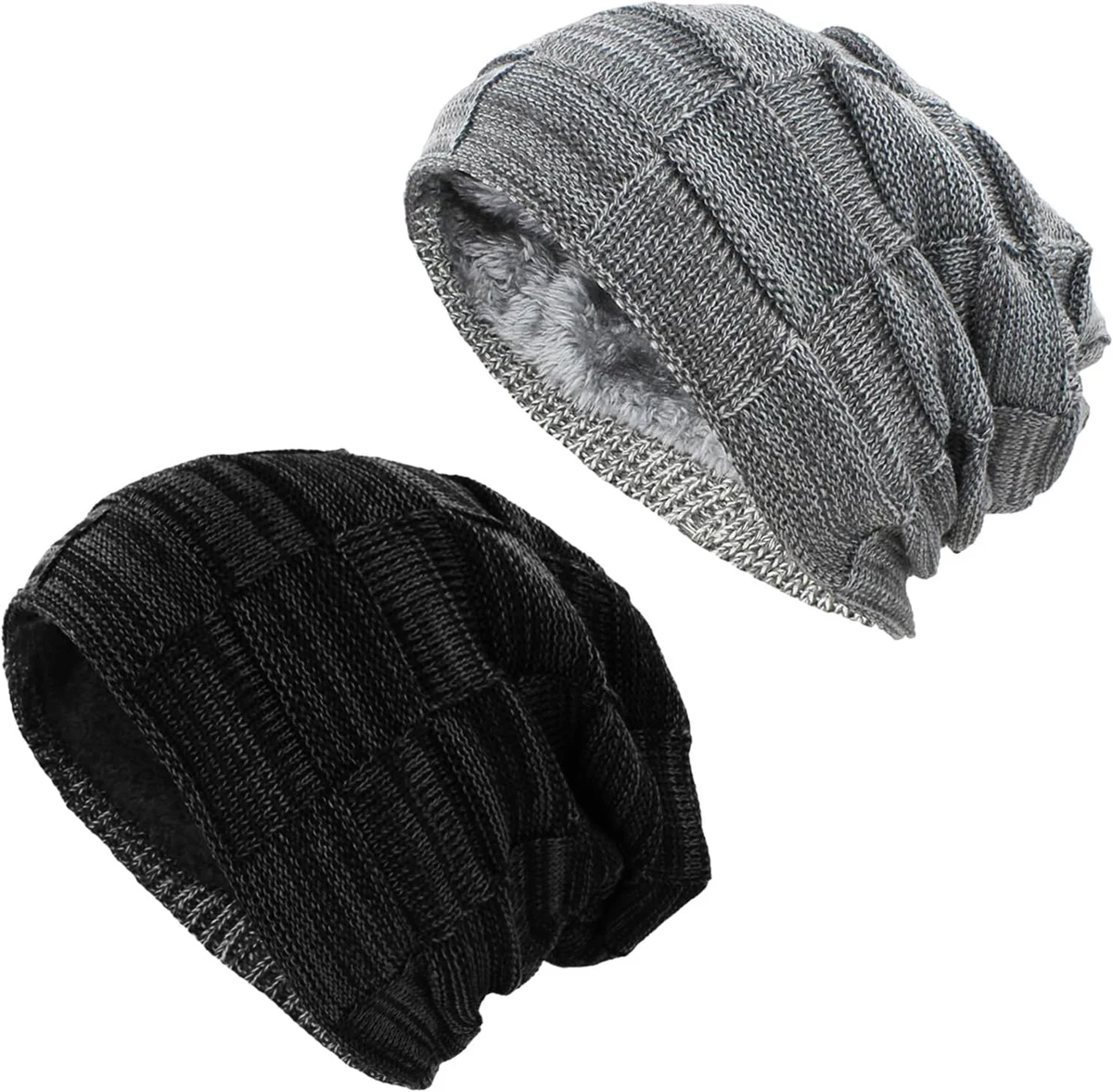EUPSIIU 2 Pièces Bonnet en Tricot avec Revers Beanie Mixte, Idée Cadeau Noël Bonnet, Bonnet Chapeaux d'hiver Chauds,