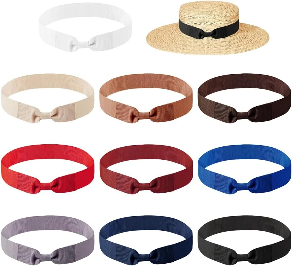 BENECREAT 10 Couleurs Bande de Chapeau Fedora Bandes de Ruban de Chapeau Non Extensibles Bande de Chapeau Panama pour Chapeau de Cowboy, Chapeau Fedora à Bord Courbé pour Femmes et Hommes