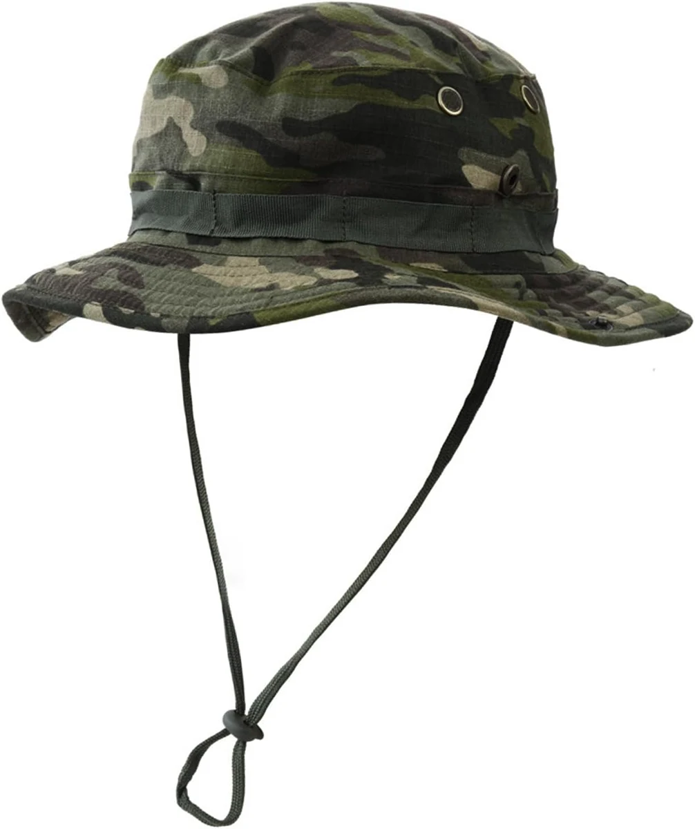 Chapeau de Pêche Pliable - Protection Solaire d'Été Camouflage Vert, Respirant et Confortable pour Pêche, Chasse, Alpinisme