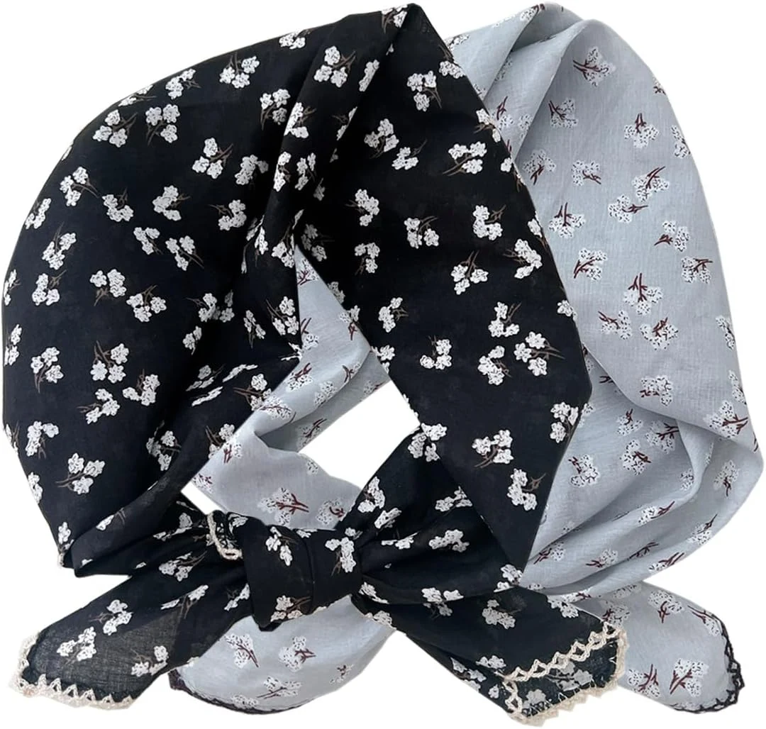 Lot de 2 grands bandanas en coton pour femme, 71,1 x 71,1 cm