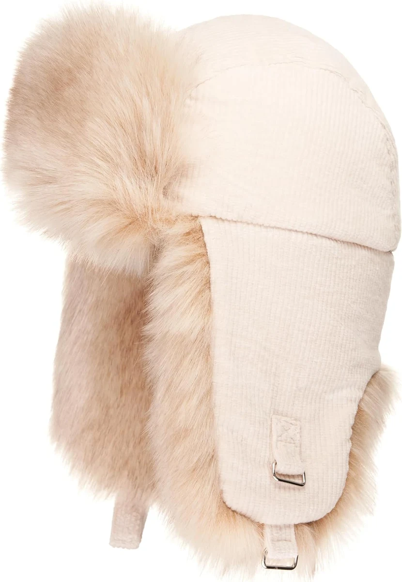 Futrzane Chapeau de Trappeur en Velours Côtelé - Bonnet Femme Hiver - Chapka