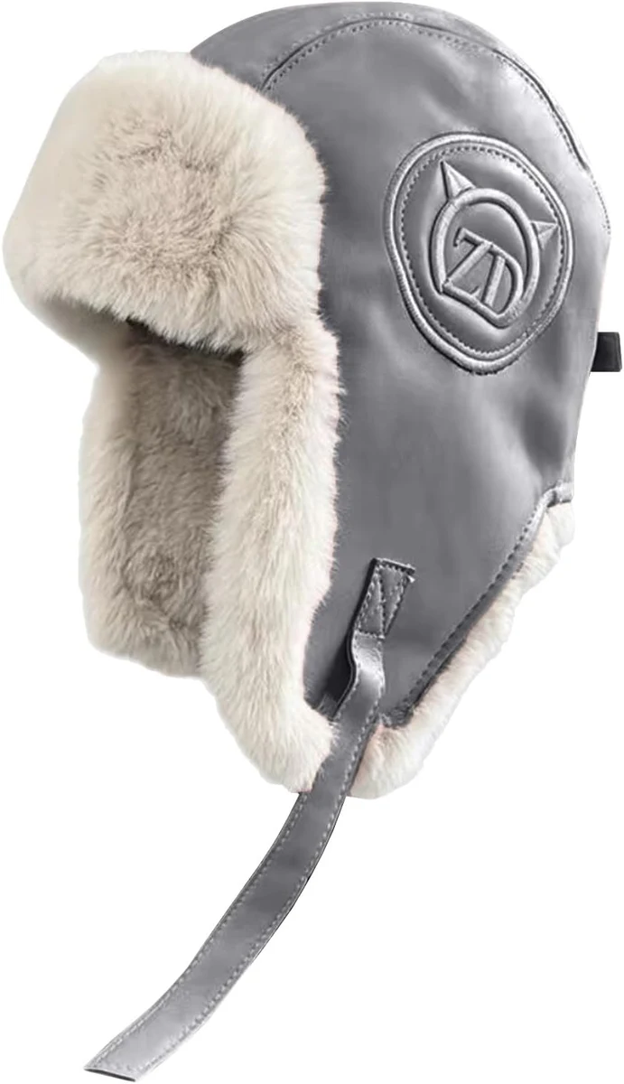 JFAN Bonnet Chaud Femme Homme Hiver Rembourré Polaire avec Cache Oreille | Cuir Synthétique Chapka en Fourrure Chapeau Russe Chapeau de Trappeur Aviator Unisex pour Ski Snowboard