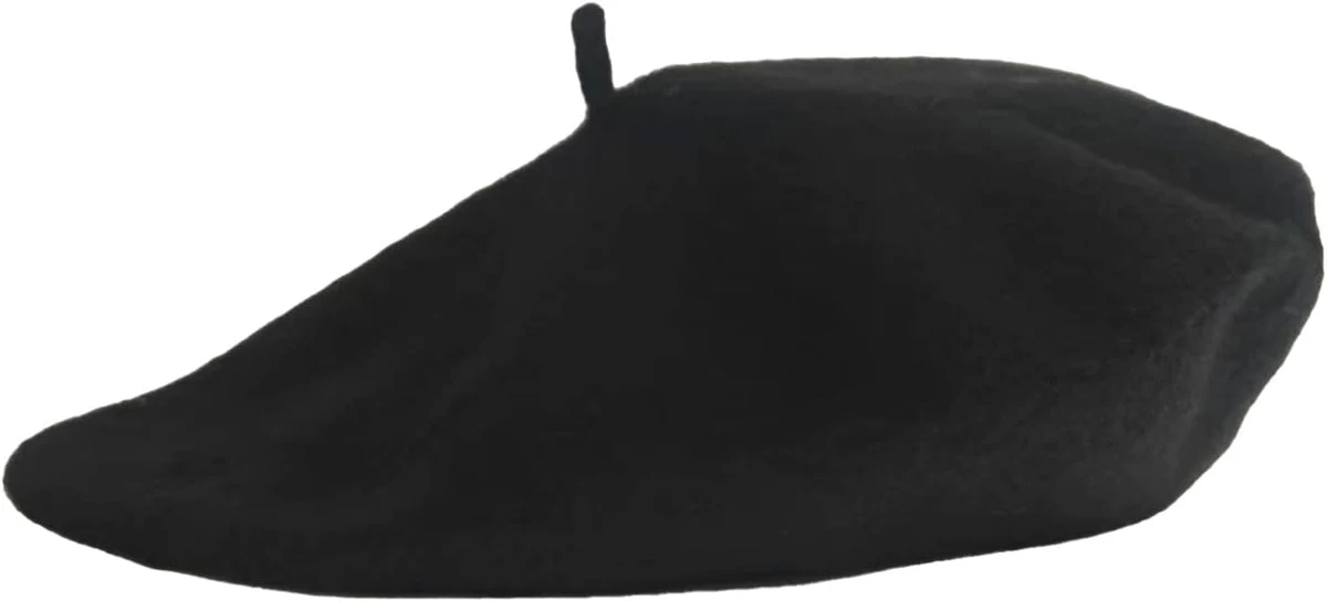 SSKHE Béret en Laine pour Adulte - pour Homme et Femme - Style français - Uni - Couleur Classique - Unisexe - Doux et Chaud - pour l'extérieur - Vintage - Chapeau Unisexe - Noir, Noir, 7.25-7.5