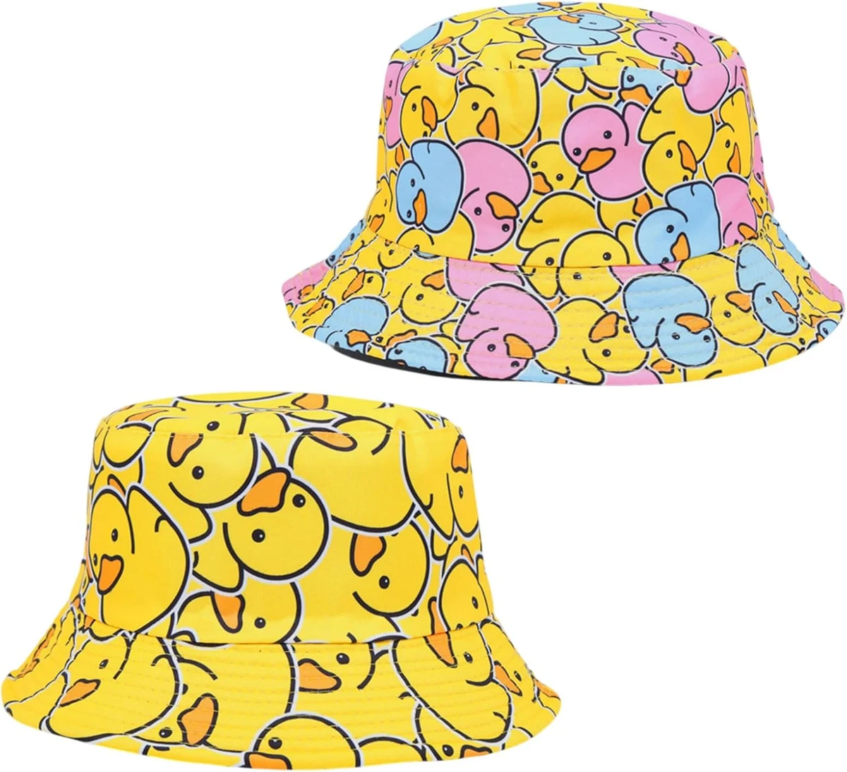 2 Pièces Canard Bob Réversible Chapeau de Pêcheur pour Femme Homme, Bobs Mode Seau Chapeau de Soleil de Visière pour Adulte Adolescents, Classique Chapeau de Plage pour Plein Air