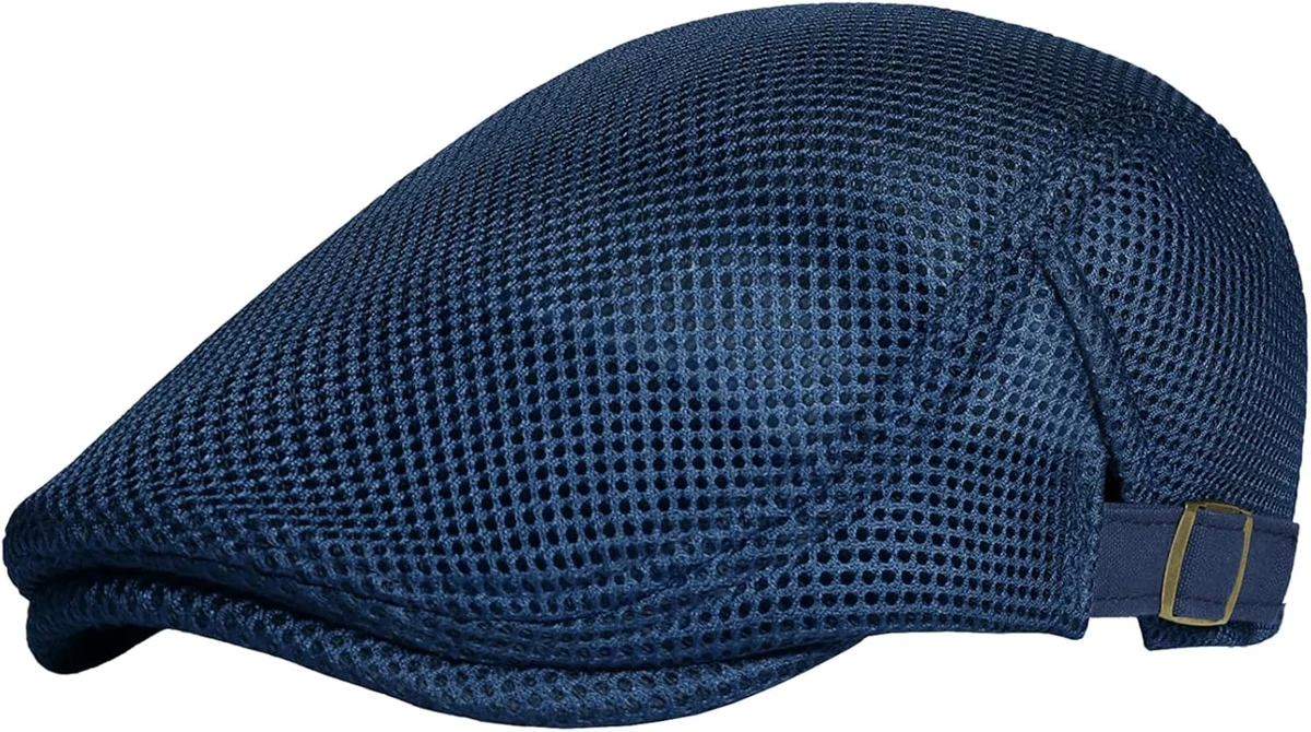 Coucoland Casquette de béret pour Homme Été Filet Chapeau de Coulisse Respirant Casquette Newsboy Flat Cap Casquette de Basque Homme Accessoire de Vie Quotidienne (Taille Unique)