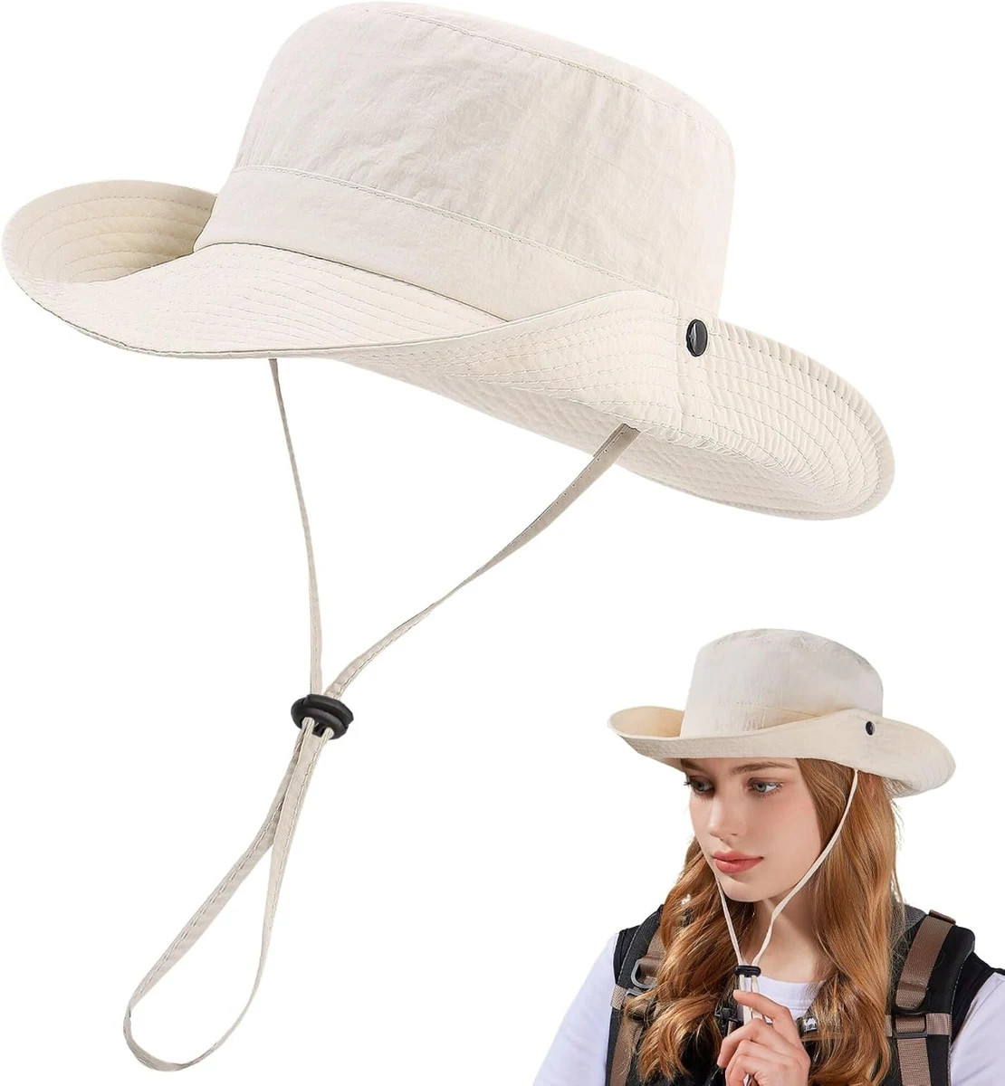 KEYRI Chapeau Anti UV Femme Large Bord Casquette Pliable Sangle de Menton Réglable Étanche pour la Randonnée Le Jardinage Le Safari et la Brouss Pêche Chasse Camping
