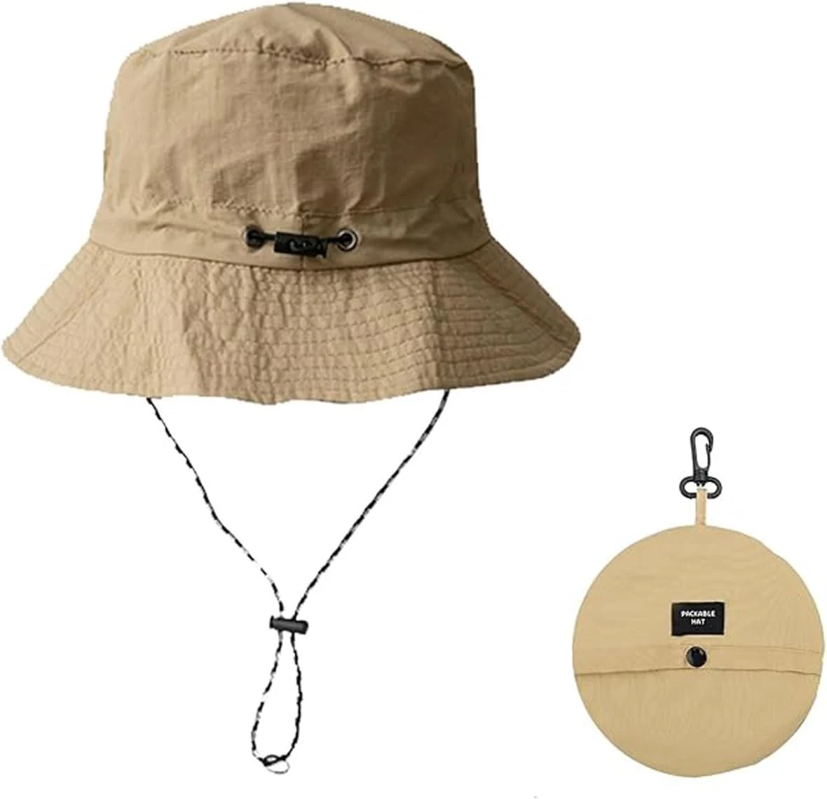 Chapeau de Soleil Unisexe à Large Ajustable Imperméable pour Homme et Femme, Pliable & Respirant - Chapeau de Pêche/Safari/Plage (Khaki, Taille Unique 22-23inch)