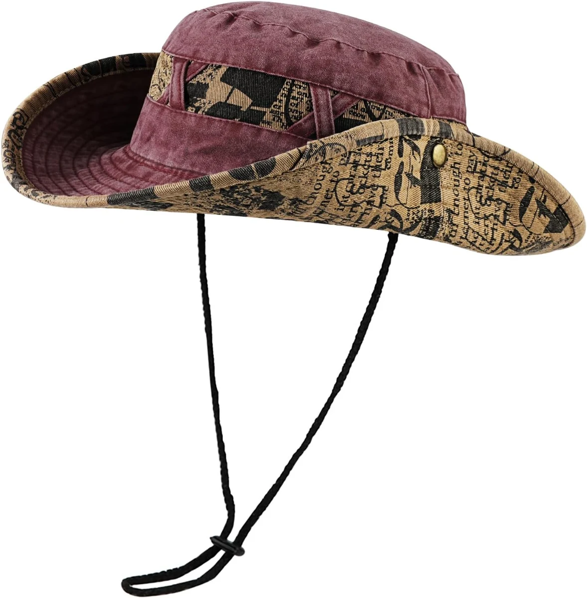 TAGVO Mode Chapeau de Soleil Unisexe Anti UV, Classique Chapeau Seau Lettres Réglable Chapeau de Pêche Large Bord Chapeau Bob, Pliable Chapeau Cowboy Homme Femme Outdoor Ete Casquette Chapeau Safari