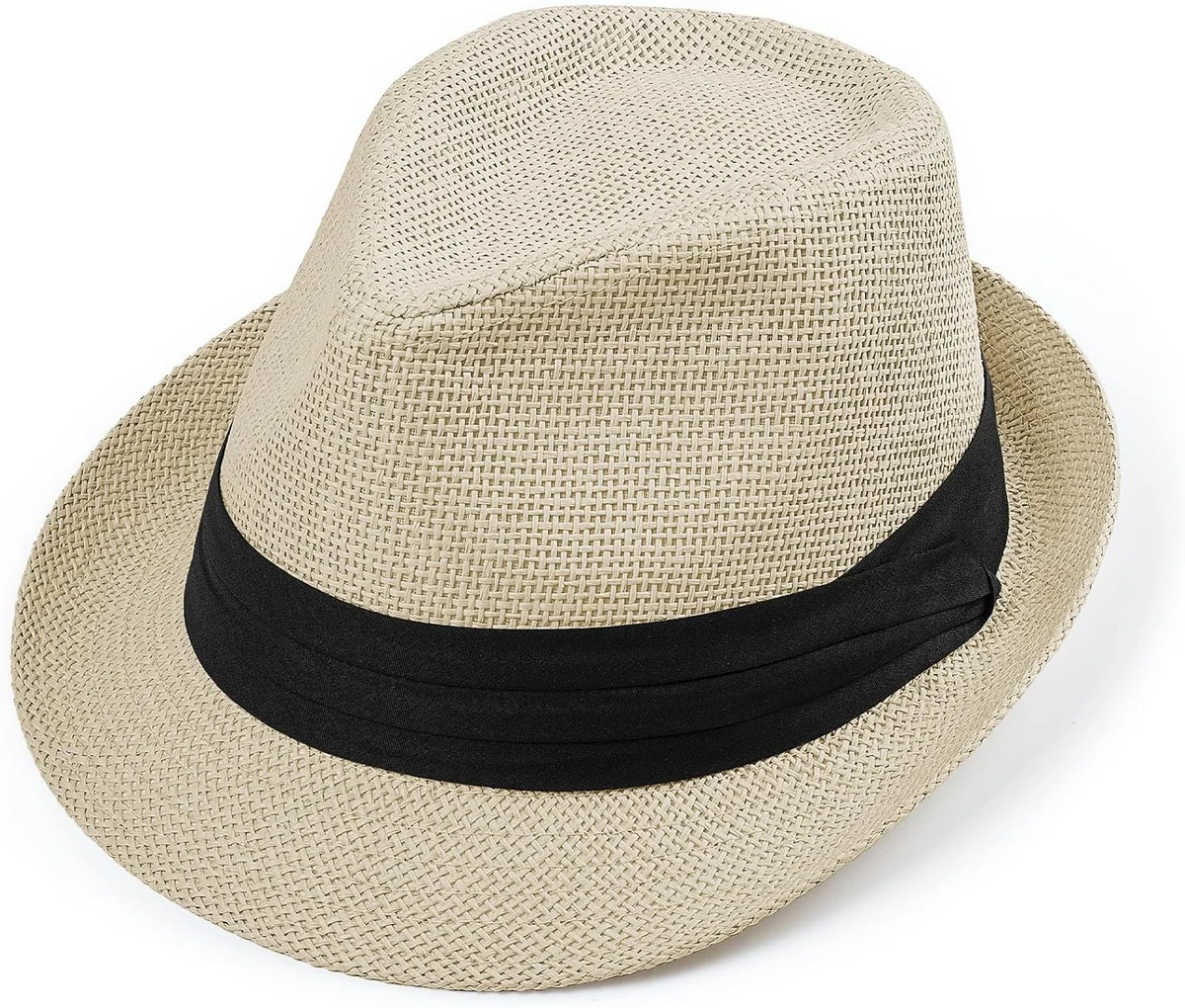 Chapeau de paille Trilby Fedora pour homme et femme, chapeau panama des années 1920, chapeau de soleil à bord court avec bande