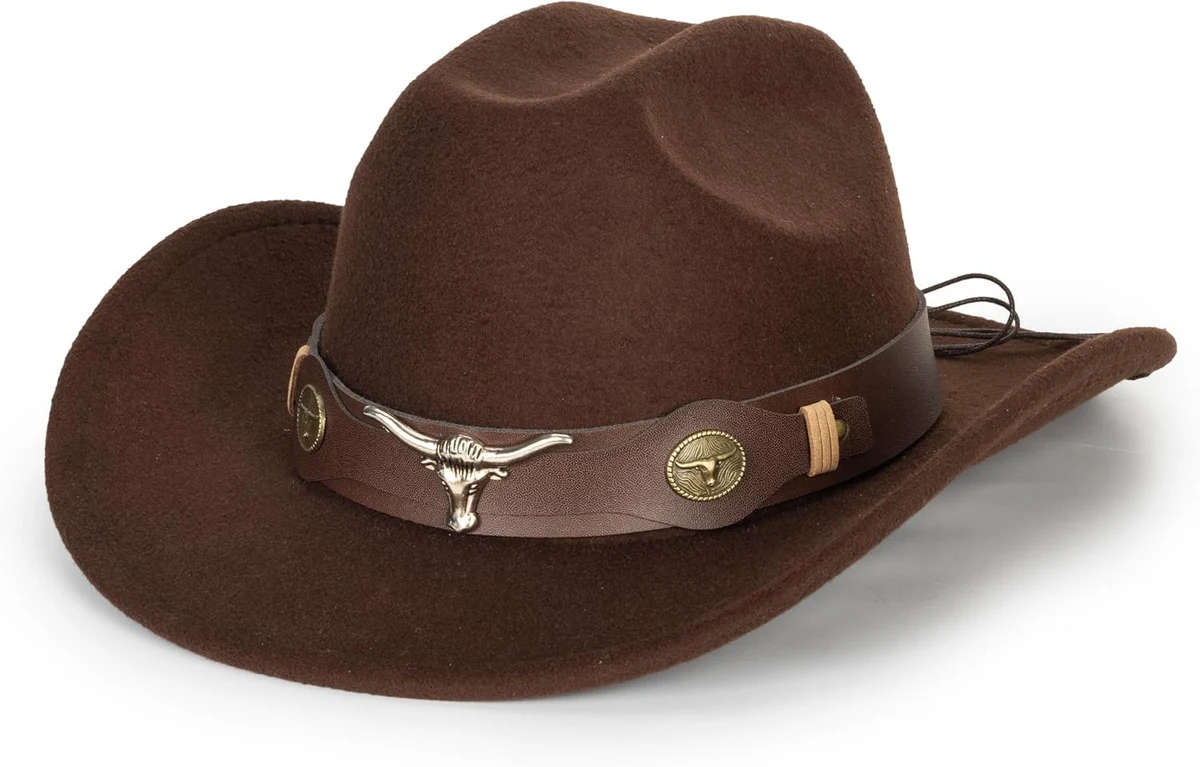 Chapeau de cowboy noir pour homme et femme - Style occidental - Chapeau Fedora Panama en feutre à large bord avec boucle de ceinture amovible