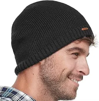 Bonnet unisexe en laine extensible doux avec doublure épaisse et chaude, chapeau d'hiver classique, bonnet de ski en tricot de couleur unie, cadeau pour femme/homme/elle/lui/papa